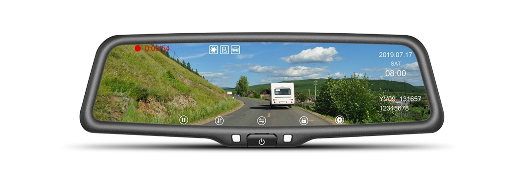9.66” High Definition Digital Reverse Mirror Monitor with Built in Dual Dashcams