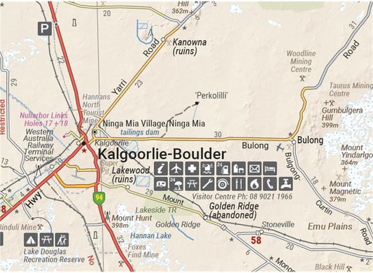 Nullarbor Plain - Western Map - Kalgoorlie to Border Village