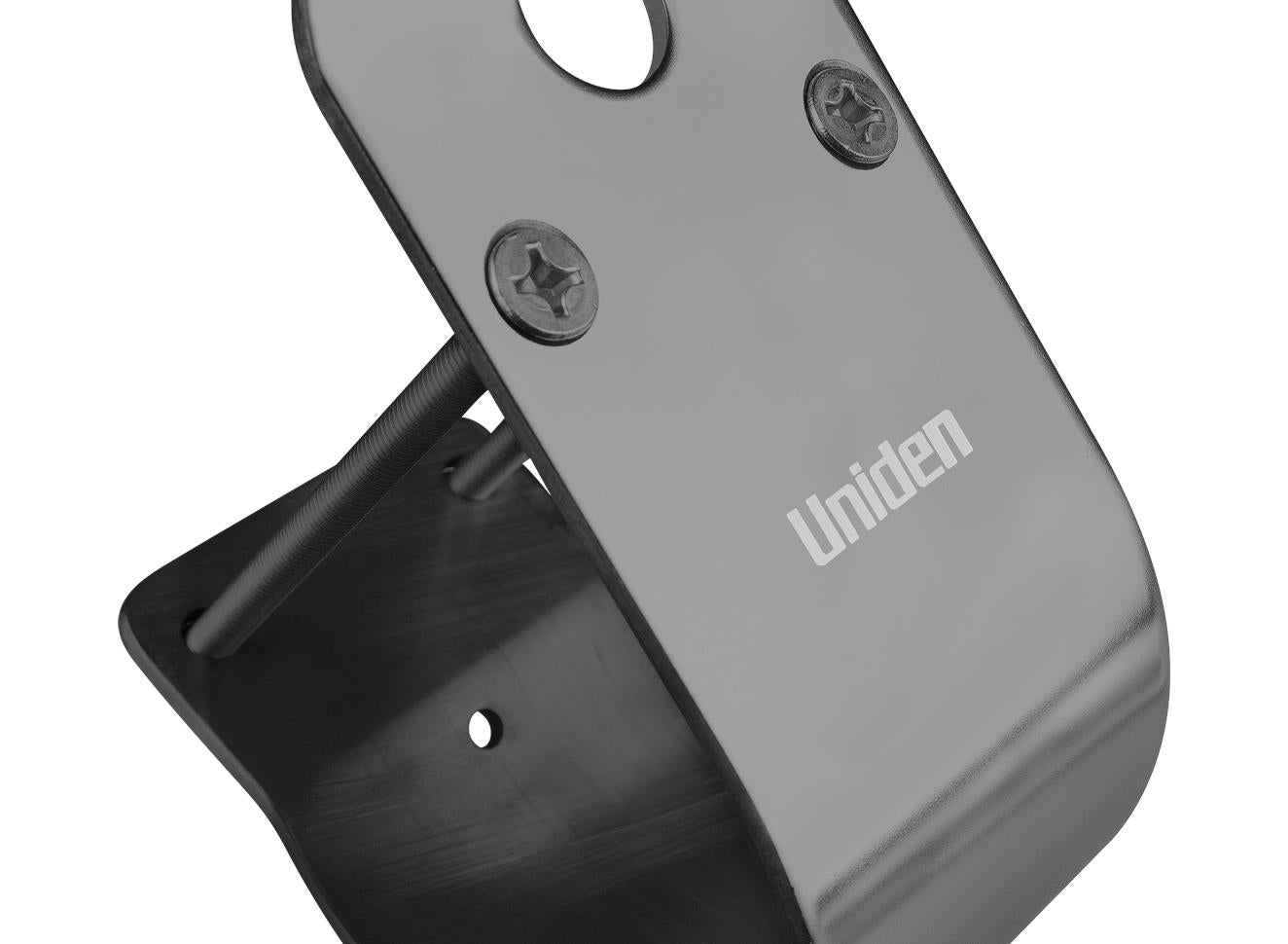 Uniden 76mm Glossy Stainless Steel Black Bull Bar Mount with Cable Slot