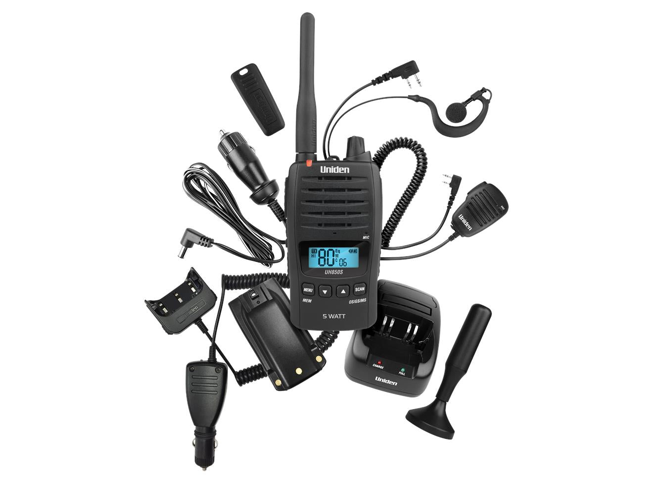 Uniden 5 Watt UHF Waterproof CB Handheld Radio -Deluxe Pack