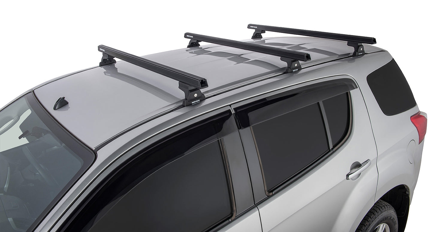 Heavy Duty RLT600 Trackmount Black 3 Bar Roof Rack