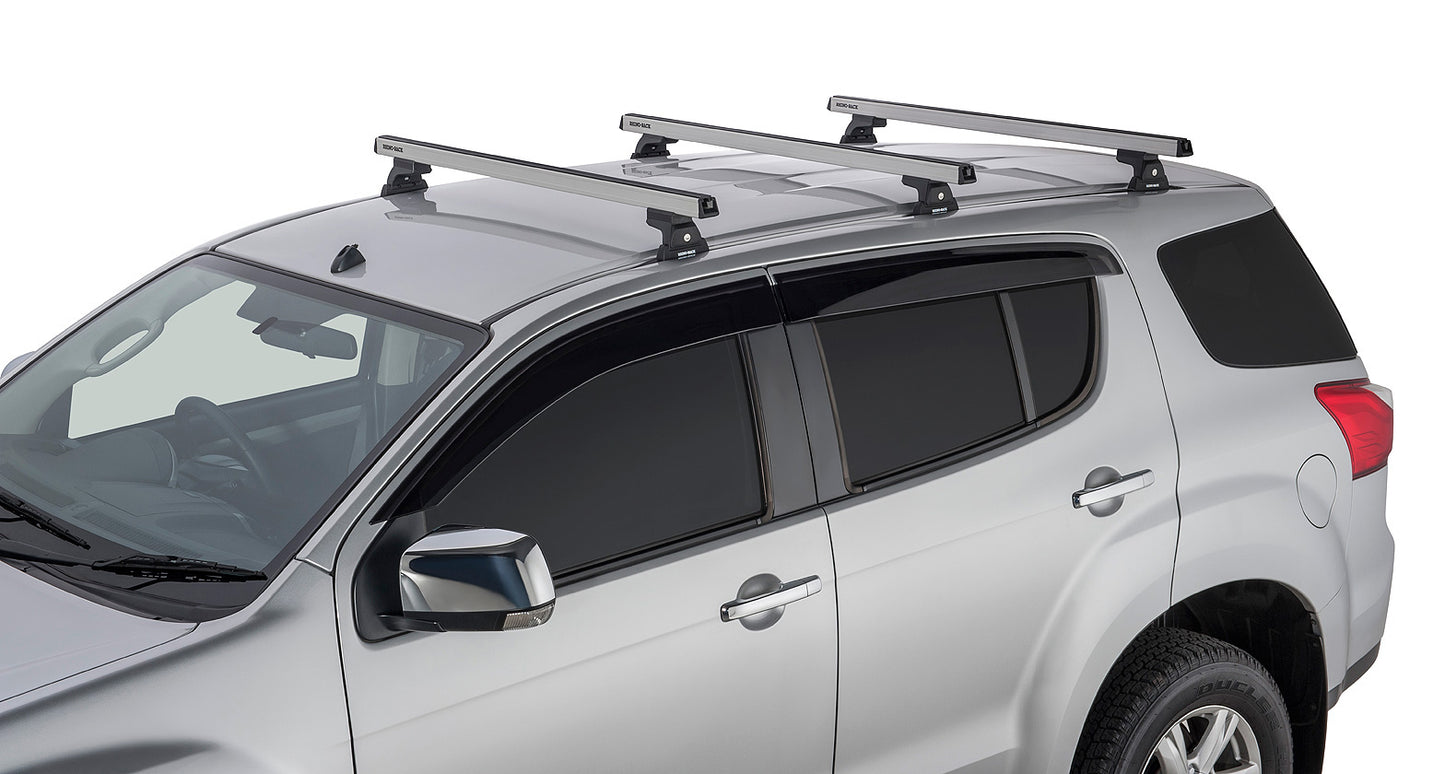 Heavy Duty RLT600 Trackmount Silver 3 Bar Roof Rack