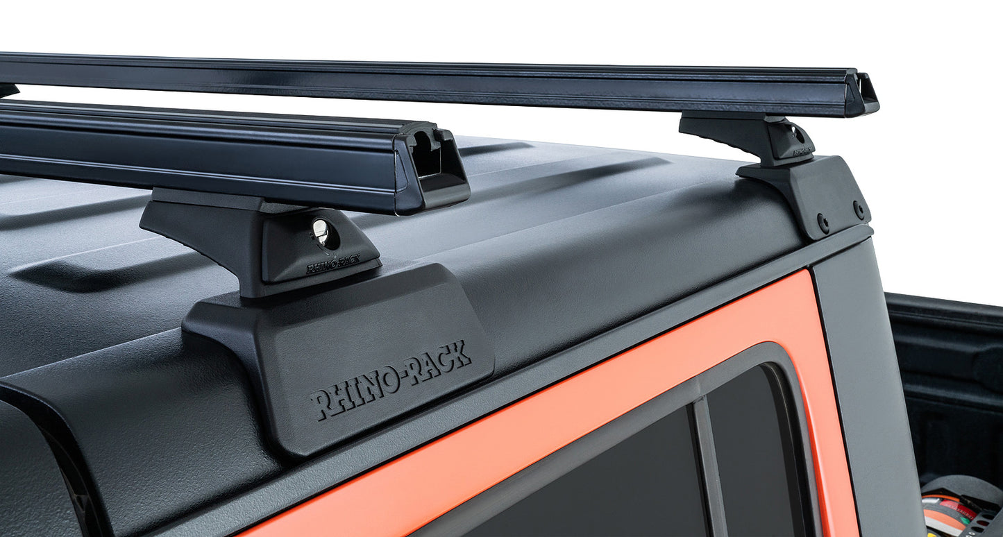 Heavy Duty Black 2 Bar Rhino-Rack Backbone Roof Rack with RCL Legs