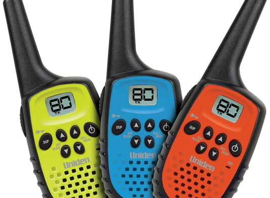Uniden 80 Channel Mini Compact UHF Handheld Radios -Triple Colour Pack