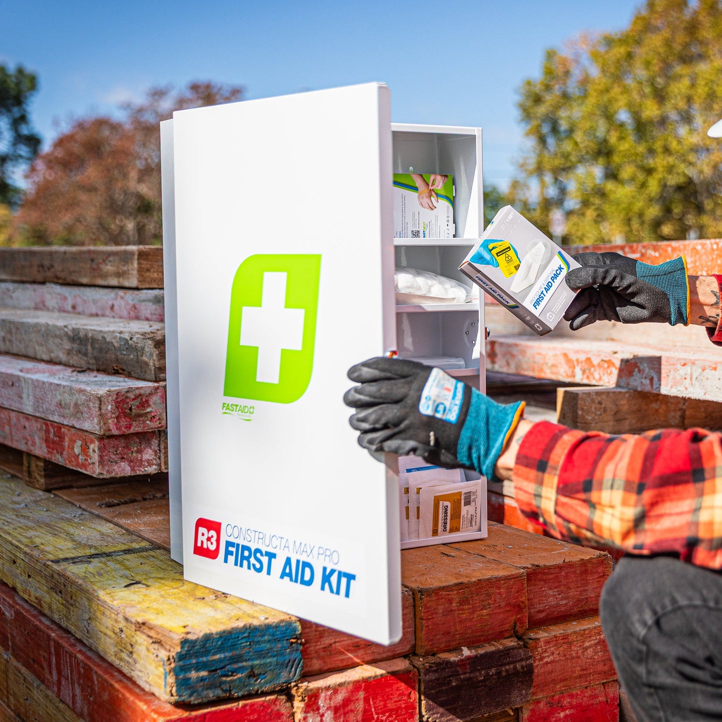 FastAid R3 Constructa Max Pro™ Metal Cabinet First Aid Kit