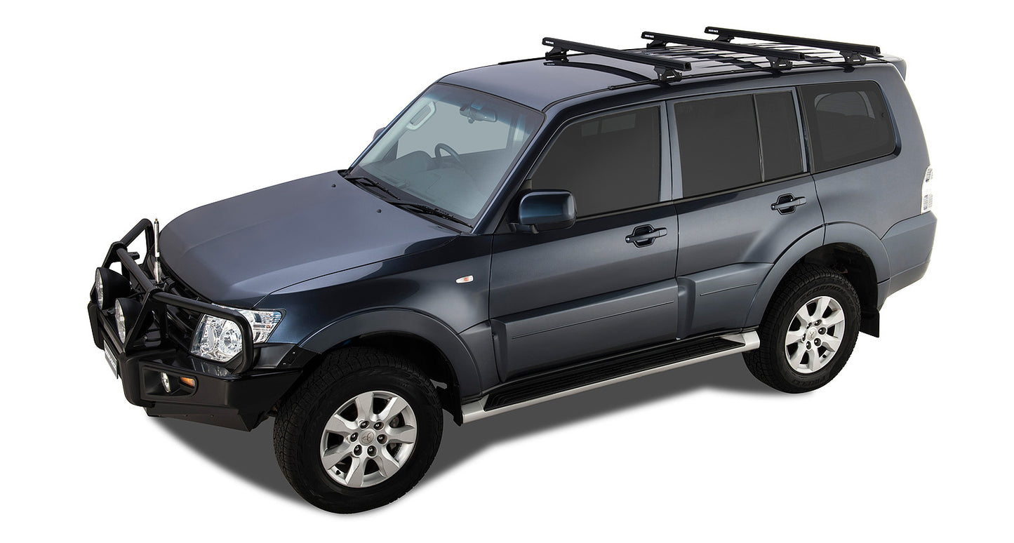Heavy Duty RLTP Trackmount Black 3 Bar Roof Rack