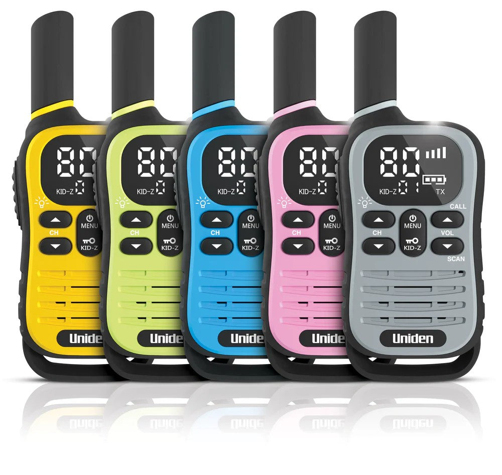Uniden UH45-5 Max 80 Channel UHF CB Handheld Radio (Walkie-Talkie) with Kid Zone -Quad Colour Pack