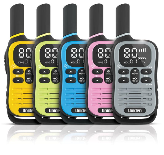 Uniden UH45-5 Max 80 Channel UHF CB Handheld Radio (Walkie-Talkie) with Kid Zone -Quad Colour Pack