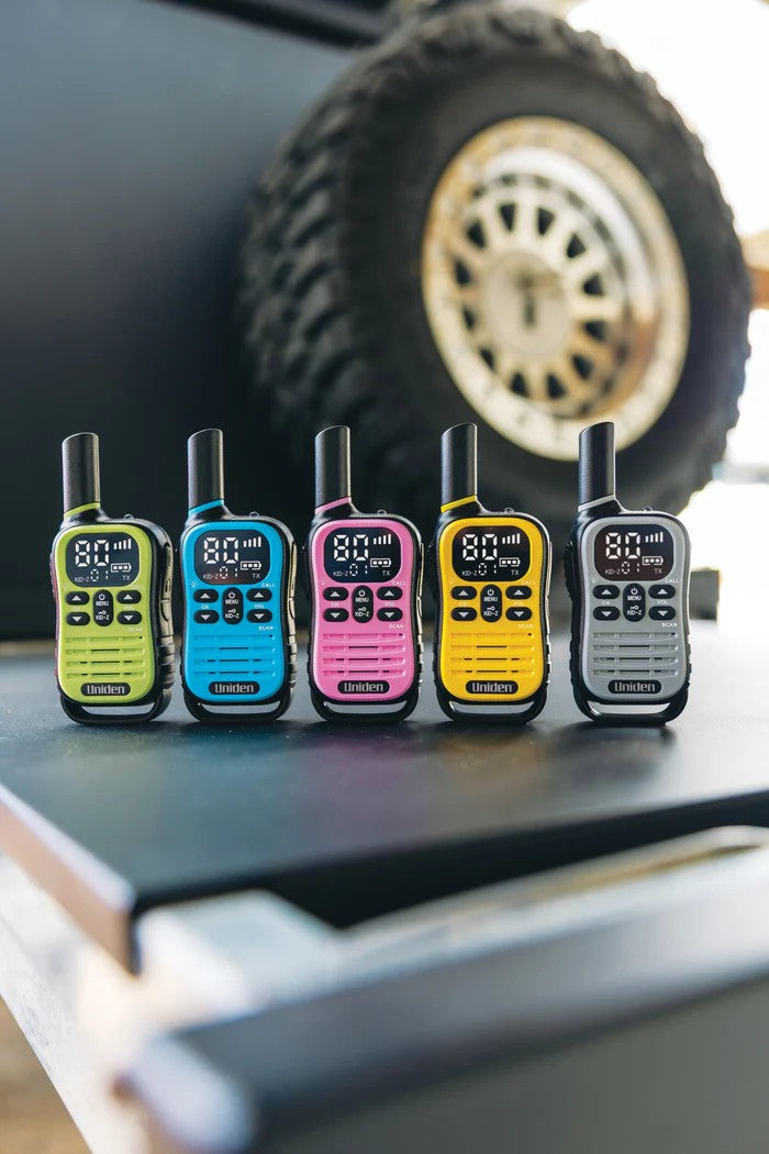 Uniden UH45-5 Max 80 Channel UHF CB Handheld Radio (Walkie-Talkie) with Kid Zone -Quad Colour Pack
